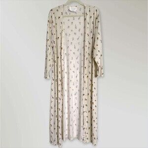 Understated Leather Women's Robe Cowboy Boots Guitars Open Front Bamboo Sz Small